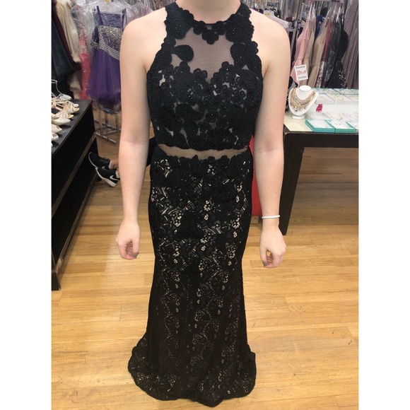 Black Lace Prom Dress - Picture 1 of 3
